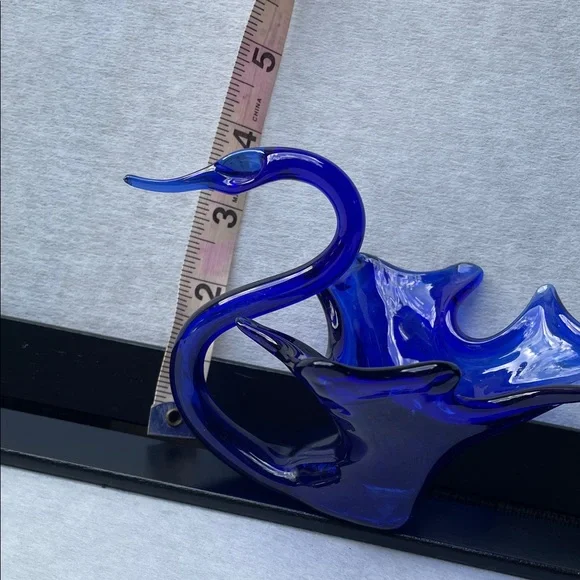 Artisan Cobalt Glass Swan Figurine - Picture 5 of 5